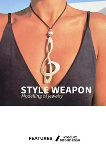 Close-up of a silver treble clef pendant with black cord necklace worn on a neck