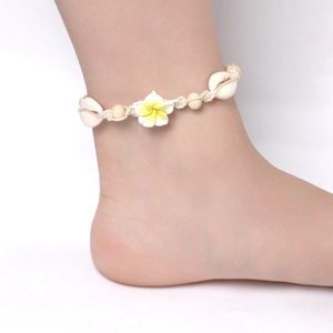 Bohemian Hand-woven Shell Anklet For Women Adjustable Plumeria Flower Beach Vacation Summer Holiday Jewelry