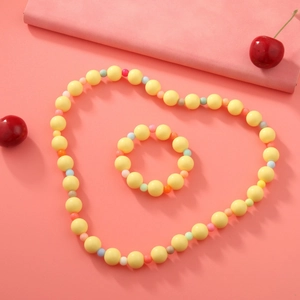 Parure de bijoux bonbons colorés avec collier en cœur et bracelet assorti pour filles