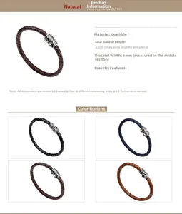 Macro detail of braided cowhide leather bracelets with vintage metal embossed clasps