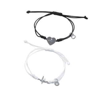 Bracelets de couple tressés magnétiques réglables avec breloques battement de cœur en inox
