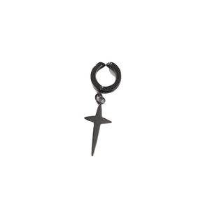 Gothic black stainless steel cross and star tassel ear clip for non-pierced ears