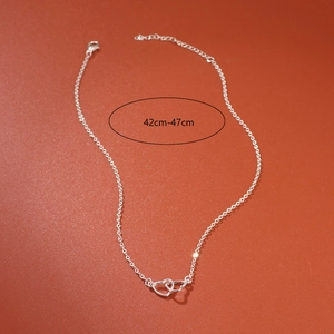 S925 sterling silver interlocking heart necklace with 42cm-47cm adjustable chain