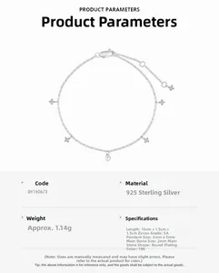 Détail du bracelet en argent 925 avec zircons roses et pendentif cœur spécifications