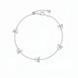 S925 Sterling Silver Butterfly Bracelet For Women Minimalist Dainty Adjustable Fine Chain Rhinestone Jewelry Daily Wear Gift