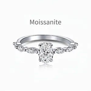 Elegant 925 Sterling Silver Moissanite Ring For Women Oval Design Delicate Wedding Engagement Luxury Moissanite Jewelry Finger Ring