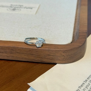 Classic 925 sterling silver ring with sparkling round moissanite in six-prong setting