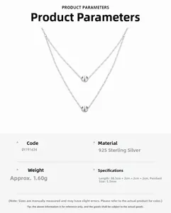 Detailed product parameters of double layer S925 sterling silver beaded necklace