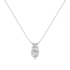 Collier en argent S925 avec pendentif ours et pierre précieuse en forme de cœur