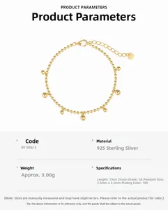 Détail du bracelet en argent 925 plaqué or 18 carats orné de zircons de qualité 5A
