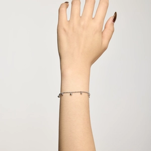Bracelet élégant en argent sterling S925 à double chaîne de perles avec pendentifs sphères