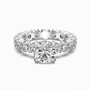 Exquisite 925 Sterling Silver Ring For Women Sparkling 2 Carat Zirconia Elegant Row Diamond Wedding Band Anniversary Jewelry Gift