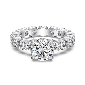Classic S925 sterling silver eternity ring with 2 carat sparkling round cut diamonds