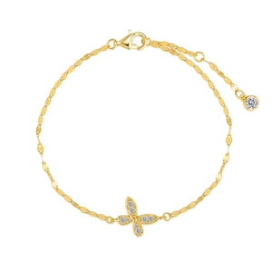 Elegant gold butterfly bracelet with pavé crystal accents and adjustable dainty chain