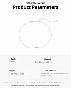 Macro detail of S925 sterling silver moissanite bracelet with precise size measurements