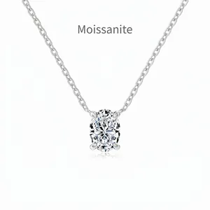 Collier Pendentif en Moissanite Ovale en Argent Sterling 925 D Couleur VVS1 Bijoux Élégants pour Femme Mariage Banquet Cadeau