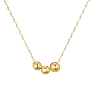 Minimalist S925 sterling silver necklace featuring three polished golden beads on a chain