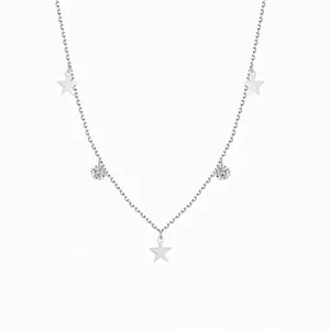 S925 Sterling Silver Star Pendant Necklace For Women Minimalist Zirconia Dainty Clavicle Chain Fashion Jewelry Tassel Style Gift