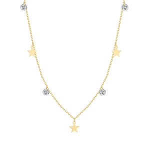 Minimalist S925 sterling silver star pendant necklace with gold plating and zircon stones