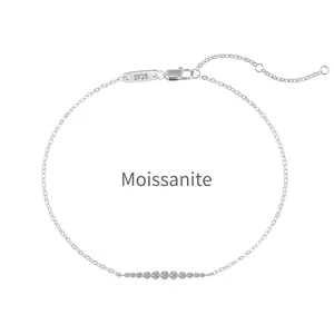 Elegant S925 sterling silver smile bracelet with graduated D-color Moissanite stones