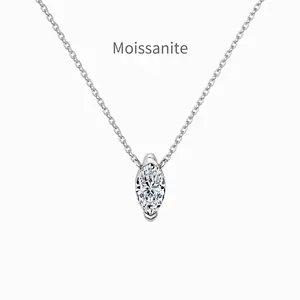 Exquis Collier Pendentif Moissanite Taille Marquise 1 Carat Couleur D Chaîne en Argent Sterling S925 Bijoux pour Femmes Cadeau de Mariage
