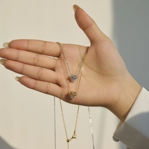 Collane scintillanti in argento sterling S925 con ciondolo a stella in oro e argento