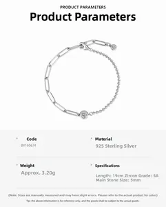 Macro shot of 925 sterling silver chain bracelet with 5mm cubic zirconia and beads