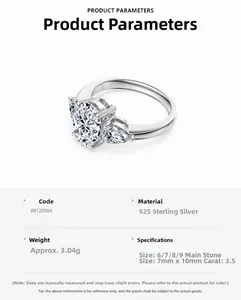Detailed view of oval cut 3.5 carat moissanite ring with pear side stones in 925 silver