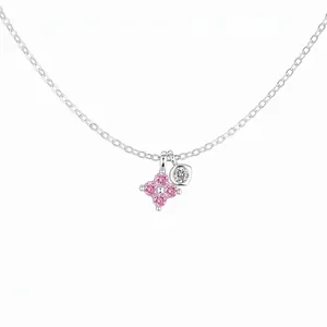 925 Sterling Silver Clover Flower Pendant Necklace For Women Light Luxury Zirconia Clavicle Chain Delicate Fashion Jewelry