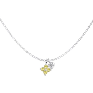 S925 sterling silver necklace with yellow star gem and white round stone pendant