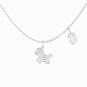 Collier Pendentif Cheval en Argent Sterling 925 Avec Zirconia Bijoux Chaîne de Clavicule pour Femmes Accessoire de Mode