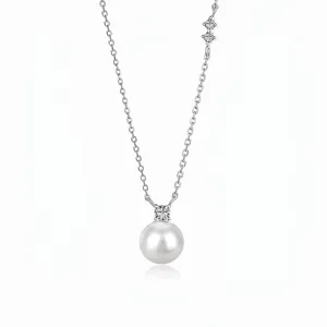Collier Künstliche Perle En Argent Sterling 925 Pendentif Oxyde De Zirconium Chaîne De Clavicule Bijoux Style Romantique Français Pour Femmes
