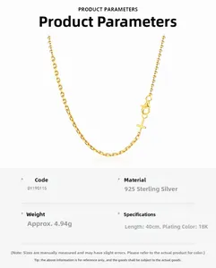 Specifications of 925 sterling silver cross necklace with 18K gold plating and bead chain