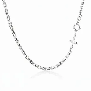925 Sterling Silver Cross Necklace For Women Asymmetric Chain Geometric Pendant Clavicle Link Chain Minimalist Jewelry