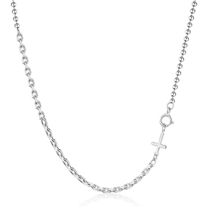 Minimalist S925 sterling silver cross necklace with asymmetrical bead and link chain