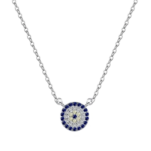 Collier en argent sterling S925 avec pendentif œil maléfique en zircone colorée
