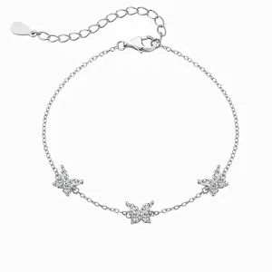Bracelet Papillon en Argent Sterling S925 pour Femme Élégant Bracelet Chaîne Réglable avec Incrustation de Zirconia Bijoux de Luxe Légers
