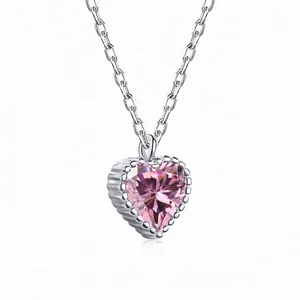 925 Sterling Silver Heart Pendant Necklace Zirconia Inlaid Fashion Luxury Clavicle Chain Jewelry For Women Elegant Dating Gift