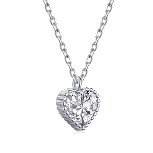 Elegant S925 sterling silver heart necklace with sparkling zircon and milgrain edges