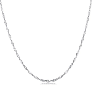 Elegant S925 sterling silver water wave chain necklace with bright metallic luster