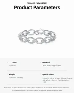 Detailansicht eines Armbands aus S925 Sterlingsilber mit Zirkonia-besetzten Gliedern