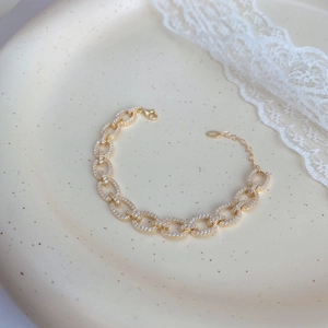 Luxuriöses S925 Sterlingsilber Armband mit funkelnden Zirkonia und Goldbeschichtung