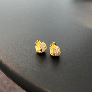 Luxurious S925 sterling silver hoop earrings with gold plating and paved micro diamonds