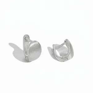 925 Sterling Silver Geometric U-Shaped Stud Earrings For Women Matte Brushed Gold Silver Color Minimalist Fashion Jewelry