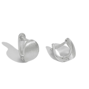 Minimalist S925 sterling silver hoop earrings with a matte brushed finish on white background