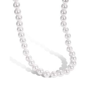 Elegante S925 Sterlingsilber Kette mit hochwertigen runden weißen Süßwasserperlen