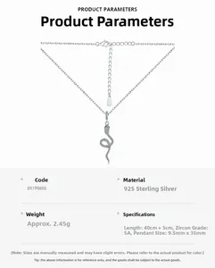 Spécifications du collier serpent en argent S925 avec zircons émeraude et jaune