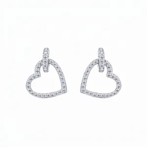 925 Sterlingsilber Herz Ohrstecker Minimalistische Zirkonia Herzförmige Ohrringe Koreanischer Stil Mode Filigraner Schmuck Für Damen