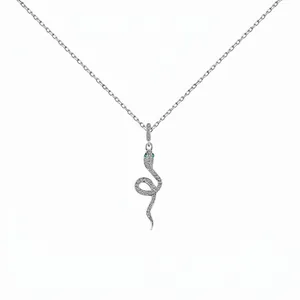 Collier Pendentif Serpent en Argent Sterling 925 pour Femmes Élégante Chaîne de Clavicule en Strass Bijoux Zodiaque Animal Accessoires