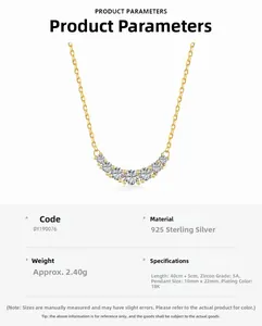 Detailed chart of S925 silver U-shape pendant necklace with 5A grade cubic zirconia stones
